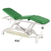 Ecopostural three-section electric stretcher with white connecting rod (198 x 62 cm)